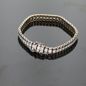 Vintage 8" vermeil gold over sterling silver tennis bracelet 925 safety clasp